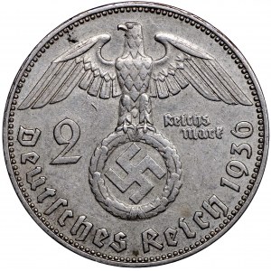 III Rzesza, 2 marki 1936 Hindenburg J - rzadki