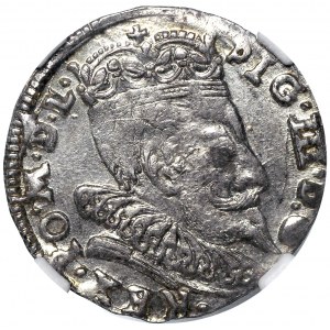 Zygmunt III Waza, Trojak 1596 Wilno - herb Prus i Chalecki