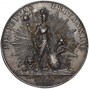 Anglia, Jerzy III, Medal akcesyjny 1760 Pingo - XIX wieczna kopia kolekcjonerska 