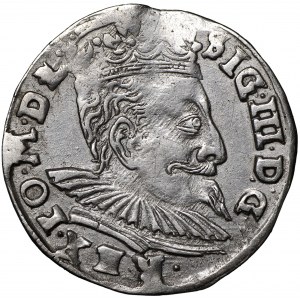 Zygmunt III Waza, Trojak 1596 Wilno - Chalecki z liśćmi RZADKOŚĆ