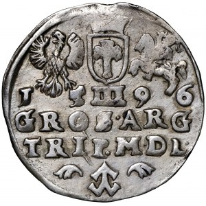 Zygmunt III Waza, Trojak 1596 Wilno - Chalecki z liśćmi RZADKOŚĆ