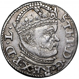 Stefan Batory, Trojak 1585 Ryga - duża głowa