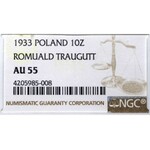 II RP, 10 złotych 1933 Traugutt - NGC AU55