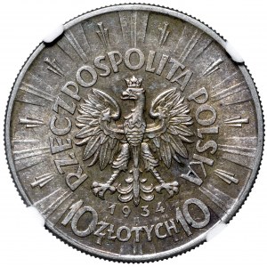 II RP, 10 złotych 1934 Piłsudski - NGC AU58