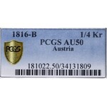 Austria, 1/4 krajcara 1816 B - PCGS AU50