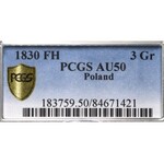 Królestwo Polskie, 3 grosze 1830 - PCGS AU50