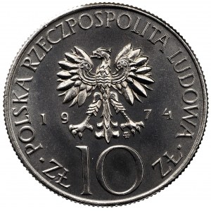 PRL, 10 złotych 1974 Mickiewicz PRÓBA Nikiel