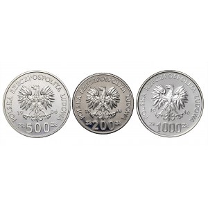 PRL, zestaw monet okolicznościowych Meksyk '86 200,500,1.000 złotych