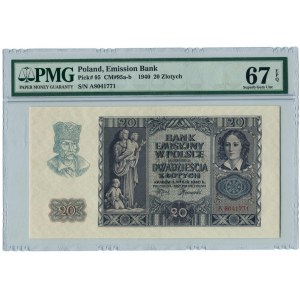 GG, 20 złotych 1940 - PMG 67