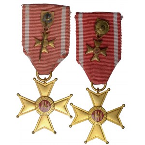 PRL, Zestaw Krzyż oficerski Orderu Odrodzenia Polski z miniaturami (2sztuki)