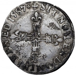 France, Henri III, 1/4 ecu 1587 G Poitiers