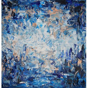 Iwona GABRYŚ (nar. 1988), Kompozice v tmavě modré a bílé barvě č. 141, 2023
