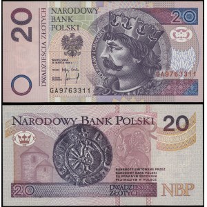 Pologne, 20 zloty, 25.03.1994