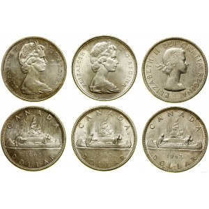 Kanada, zestaw 3 x 1 dolar, 1962, 2 x 1965, Ottawa
