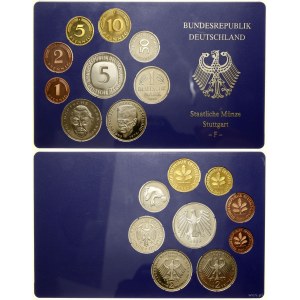 Allemagne, Ensemble de 8 pièces, 1989 F, Stuttgart