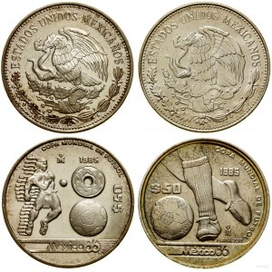 sztabki srebrne, zestaw: 2 x 50 peso, 1985, Meksyk