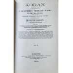KORÁN (Al-Korán) Předchází mu životopis Mohameda od Washingtona Irvinga I.-II. díl Reprint z roku 1858