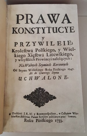 VOLUMINA LEGUM VOL 2 Warsaw 1733 Prawa, Konstytucye y Przywileie Królestwa Polskiego y Wielkiego Xięstwa Litewskiego VOL II