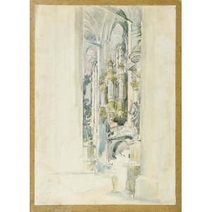 Józef PIENIĄŻEK (1888-1953), Innenraum der Kirche mit Orgel, 1951