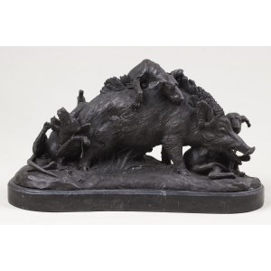 Prosper LECOURTIER, France 19th/20th century. (1855 - 1924), The beleaguered boar, o. 1890