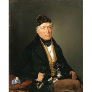 August MANSFELD , PORTRÉT ČLOVĚKA SE PSEM, 1837