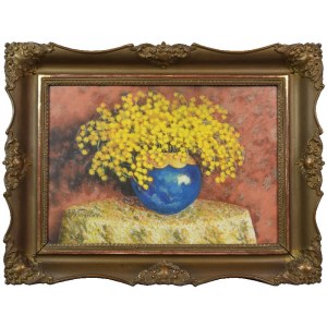 Boris PETRYŃSKI (1891-1942 AUSCHWITZ), Mimosen in einer blauen Vase, 1930er Jahre.