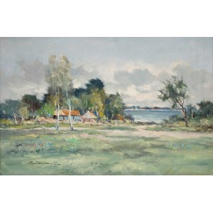 Eugeniusz Dzierzencki (1905 Warsaw - 1990 Sopot), Landscape with a lake