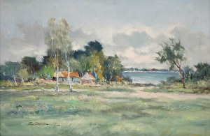 Eugeniusz Dzierzencki (1905 Warszawa - 1990 Sopot), Pejzaz z jeziorem