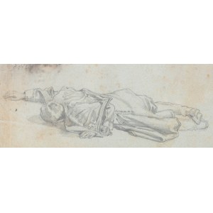 Jan Styka (1858 Lviv - 1925 Rome), Study of a fallen blacksmith. Sketch for Panorama Racławicka.