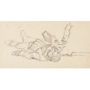 Jan Styka (1858 Lviv - 1925 Rome), Study of a fallen lancer. Sketch for Panorama Racławicka.
