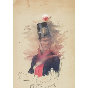 Jan Styka (1858 Lvov - 1925 Řím), Studie postavy kopiníka / dragouna Národní kavalerie z roku 1794 - skica pro Panorama Racławicka