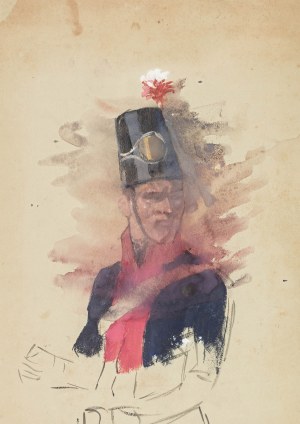 Jan Styka (1858 Lwów - 1925 Rzym), Studium postaci ułana/ dragona Kawalerii Narodowej z 1794 roku - szkic do „Panoramy Racławickiej”
