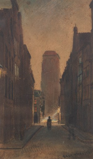 Maximilian Bernhard Sturmhoefel (1853 Gdańsk - 1913 tamże), Gdańsk. Ulica złotników nocą, ok. 1890 r.
