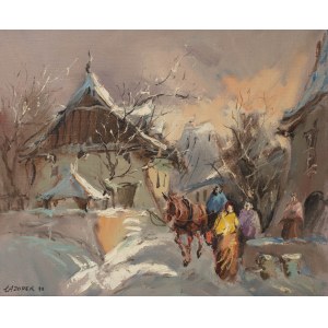 Stanisław Jan Łazorek (1938 Aksamanice-2000 Kazimierz Dolny), Kazimierz im Winter, 1990.