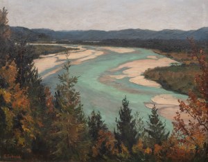 Elisabeth Schmook (1872 Wrocław - 1940 Monachium), Pejzaż z rzeką