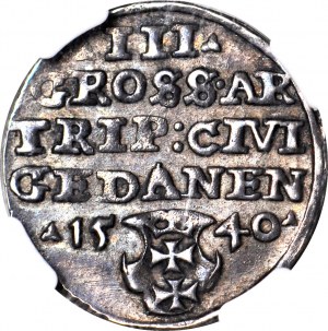 Zygmunt I Stary, Trojak 1540 Gdańsk, rzadki i piękny