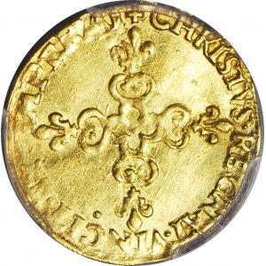 RR-, Heinrich Valois, König von Polen 1573-1589, goldener Ecu d'or 1578, Kopicki R4