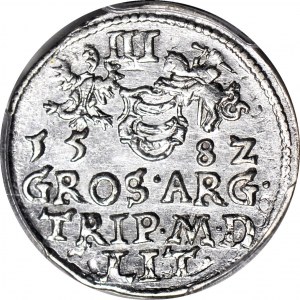 Stefan Batory, Trojak 1582, Vilnius, pod bustou Leliwa, L/LIT, písmeno S na chráme