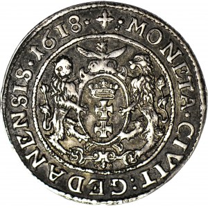 R-, Sigismund III Vasa, Ort 1618, Danzig, Kreuz, S-B bei den Löwentatzen, schön