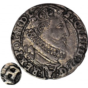 RR-, Sigismund III Vasa, Sixpence 1627, Krakau, durchbrochenes R(O)G auf REG in Legende