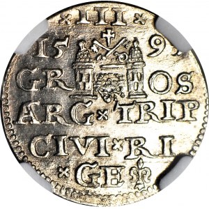 Sigismund III Vasa, Trojak 1593, Riga, small head, minted