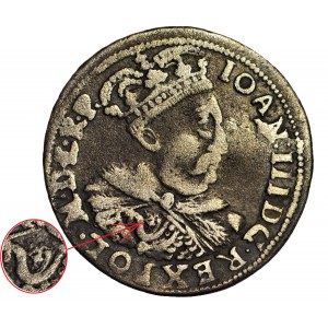 RR-, Sobieski sixpence 1683, Krakov, PTAK (s pávom), NEZNAČENÉ, veľmi zriedkavé