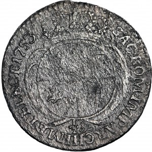 RRR-, August III Sas, Trojak (1/2 szóstaka) 1753, Lipsk, R4, ODWROTKA