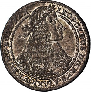 R-, Silesia, Leopold I, 15 Krajcars 1662 G-H, Wroclaw, mint, small/large type, reverse 180 degrees