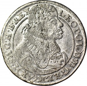 R-, Silesia, Leopold I, 15 Krajcars 1663 G-H, Wroclaw, mint, reverse 180 degrees