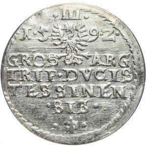 RR-, Księstwo Cieszyńskie, Adam Wacław, Trojak 1592, Cieszyn, rzadki