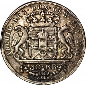 R-, Zabór Austriacki, Księstwo Oświęcimsko-Zatorskie, guzik na wzór dwuzłotówki (30 krajcarów) 1776, Wiedeń