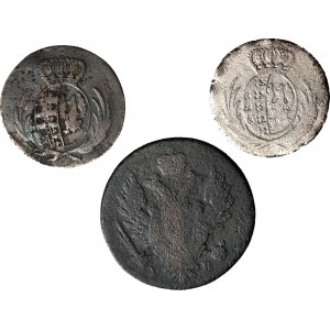 Ks. Warszawskie/Kr. Polish, set of 3 pcs- 1 penny 1812 IB, 5 pennies 1812 IB, 3 pennies 1817 IB