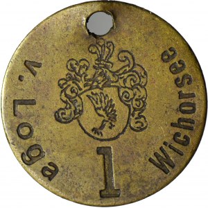 RRR-, Wichorze majątek Hermanna von Loga, Żeton dominialny XIXw, 1 pfennig(?)