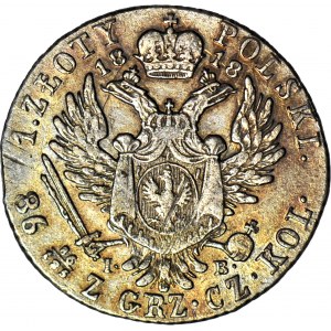 Kingdom of Poland, Alexander I, 1 zloty 1818 IB, beautiful